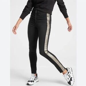 Athleta Sculptek Black High Waist Skinny Stretch Denim Jeans Tuxedo Stripe Size2